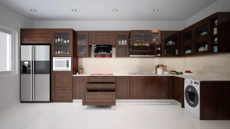 Thông tin chung tủ bếp melamine lắp tại hưng yên. - Thiết Kế Nội Thất
