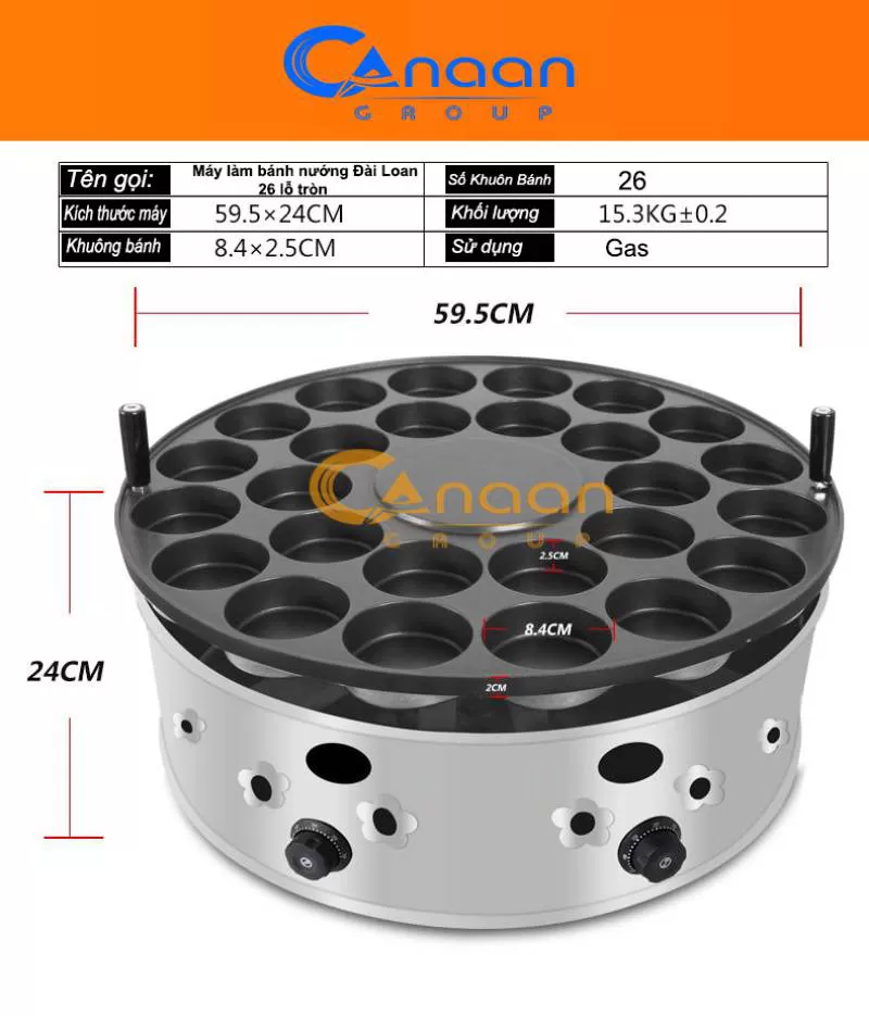 Máy Bánh Đậu Đài Loan Chảo Gang 32 lỗ