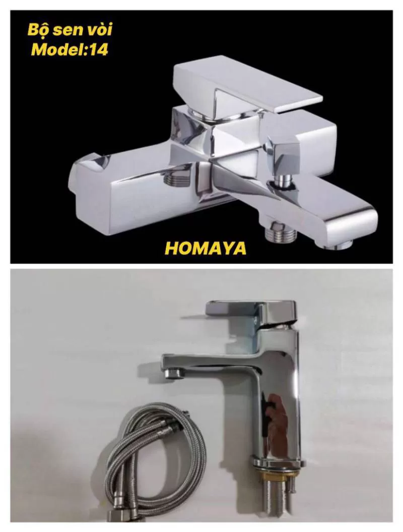 Bộ sen tắm cộng vòi rửa mặt 1 lỗ homaya-md14