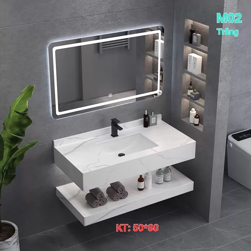 bộ bàn đá 2 tầng (trắng -đen-xám)