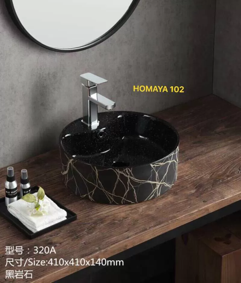 Chậu rửa mặt màu đen homaya 102