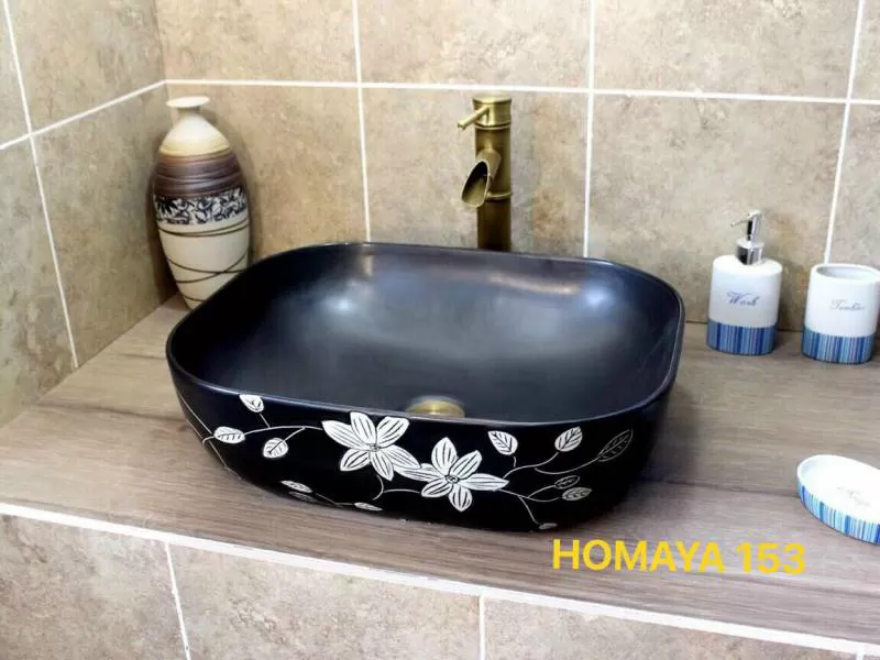 Chậu rửa mặt màu đen homaya 153