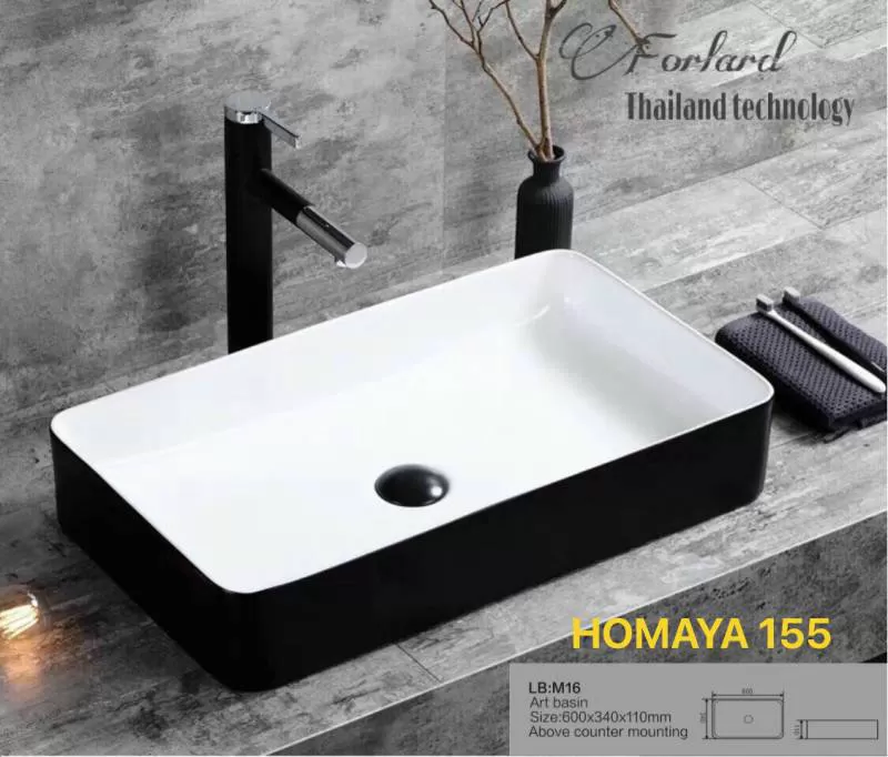 Chậu rửa mặt màu đen homaya 155