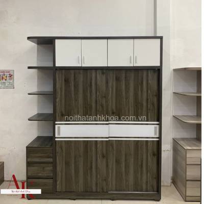 Mẫu Tủ Quần Áo Đẹp Cửa Lùa Gỗ Công Nghiệp Màu Tối Cao Cấp Hiện Đại 