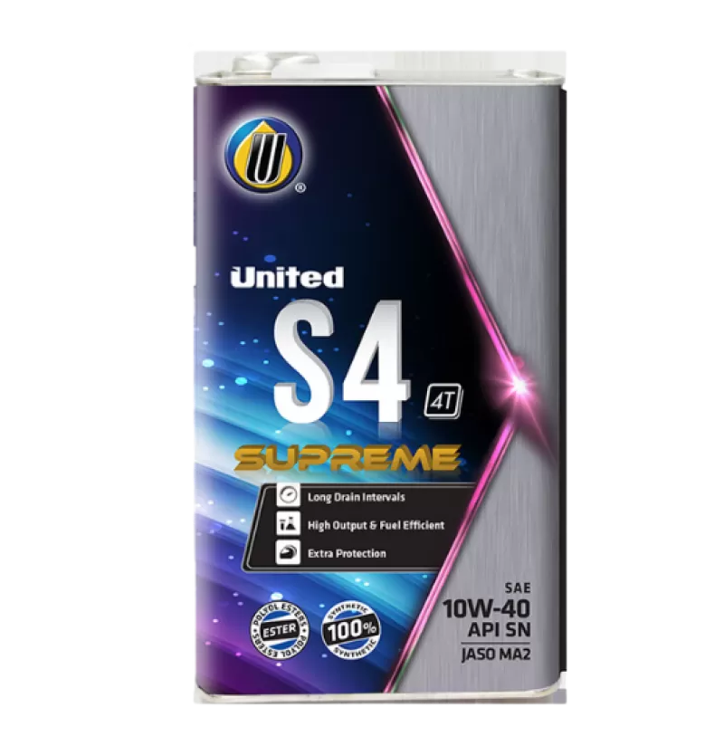 Nhớt xe máy United S4 Supreme 4T SAE 10W40 API SN/MA2 (PAO)