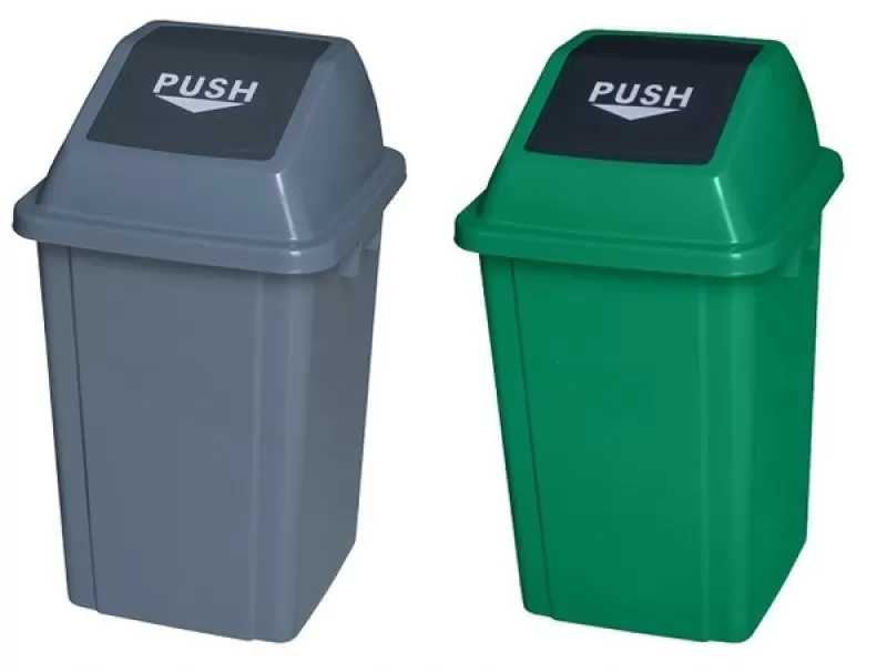 Thùng rác nắp lật PUSH 20L xanh lá, xám Chất liệu : nhựa HDPE 