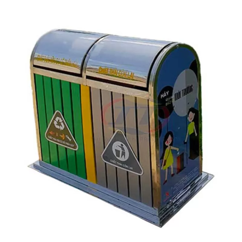 Thùng Rác Inox 2 Ngăn 304 
