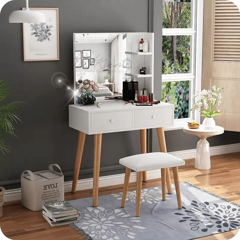 Bàn trang điểm nhỏ gọn có kệ nước hoa xinh