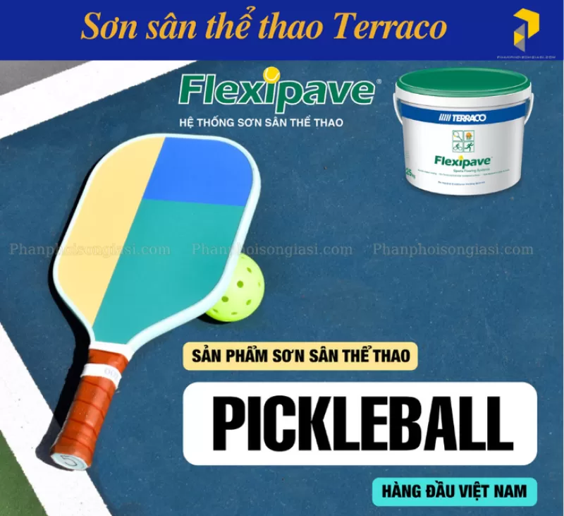 Sơn sân thể thao Terraco (Sân pickleball, sân tennis, sân bóng rổ...)