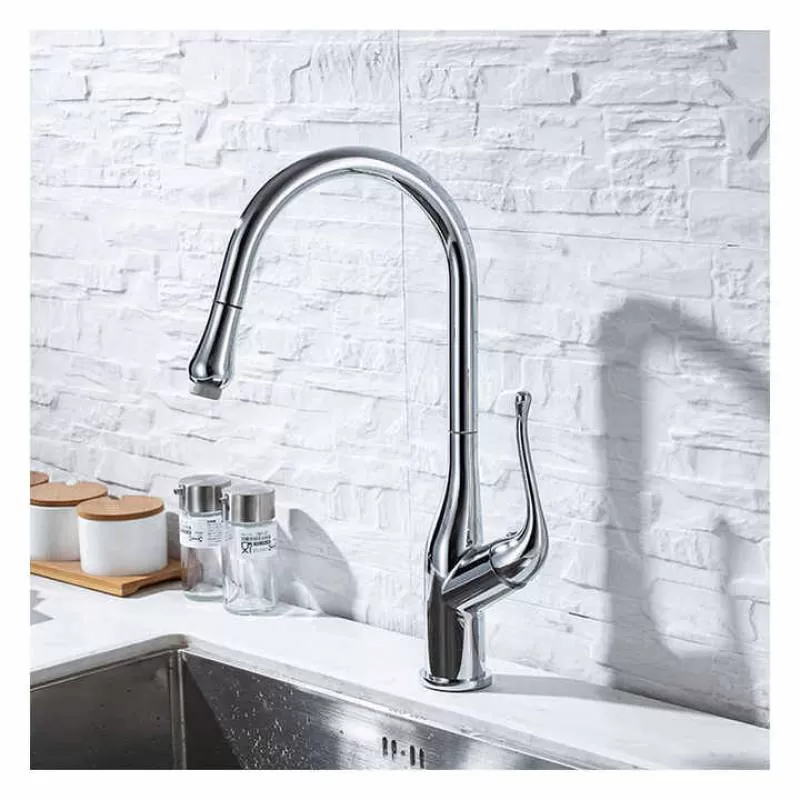 Manufacturer Pull-out Sink Brass Chrome Faucet Water Kitchen Tap
