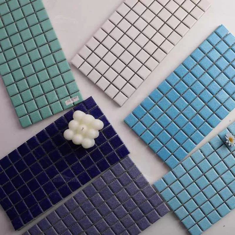 Factory Price 1x1 Glazed Non Slip Ceramic Solid Color Mosaic Bathroom Floor Vintage Cheap Swimming Pool Outdoor Mosaic Tiles 