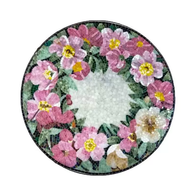 Factory Hot Sale Art Style Glass Tile Design Flower Power Mosaic Mural for Desk of a Table Mosaic Mural Patterns 
