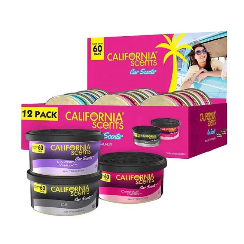 Promotional Gift California Can Air Freshener by California Scents Set of 12 Spillproof Cans for Home and Car 