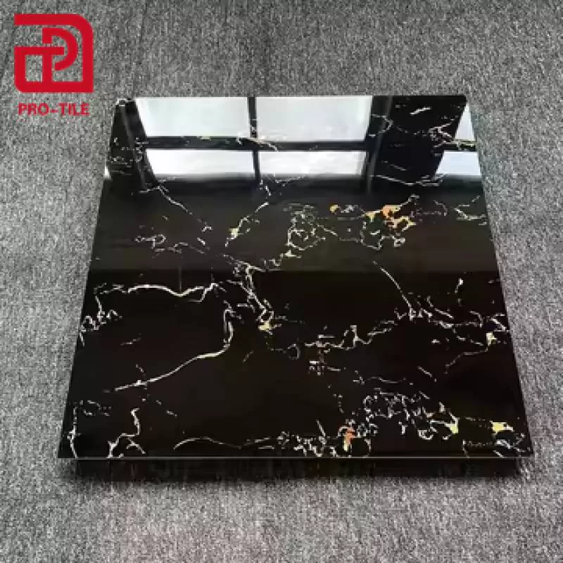 Hot Sale 60x60 Porcelanto Glossy Ceramic Tile for Floor Standard Black Marble Porcelain Tiles