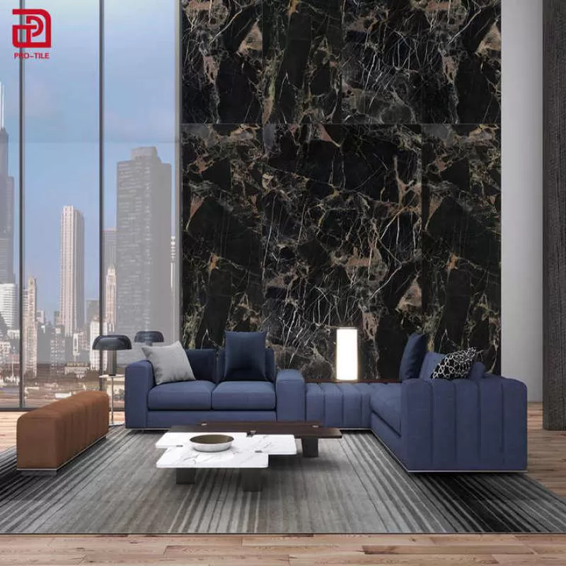 VER SACE BLACK Marble Tile Polished Glazed Ceramic Tile Porcelain 