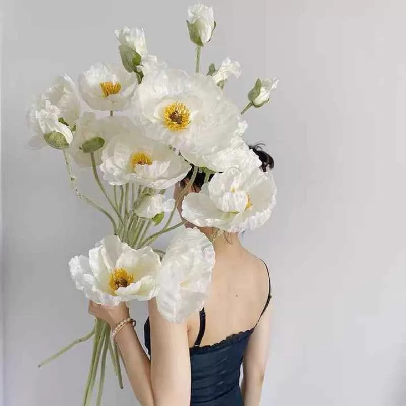 Artificial Flower Silk Anemone Poppy Bouquet for Wedding Home Office Bedroom Kitchen Arrangement Table Centerpiece