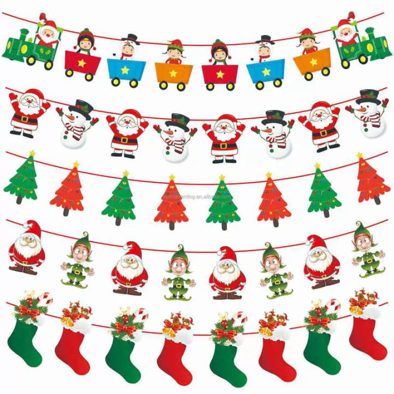2024 Christmas Hanging Pennant Santa Claus and Snowman Decorations for Party