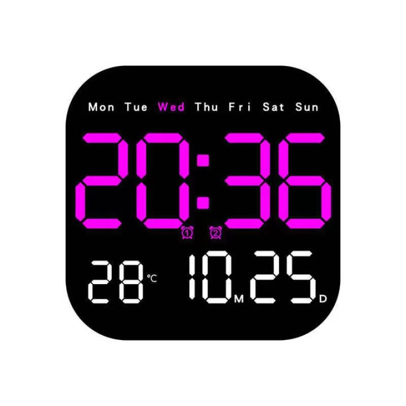 Multi-functional Large Display Square Led Wall Clock Remote Control Digital Alarm Clock Display Calendar Temperature Table Clock