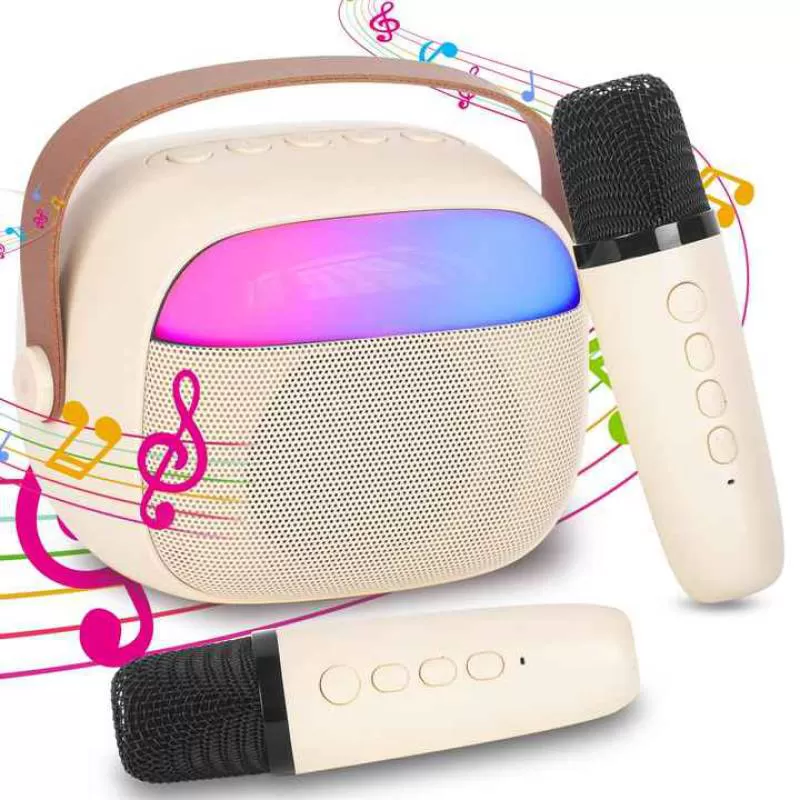 Boys Girls Karaoke Gifts RGB Lights Wireless Microphones Fun Voice Changing Portable Stereo Sound Bluetooth Speaker