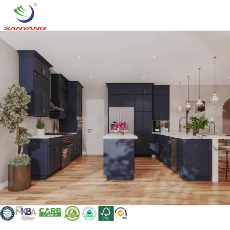 Cheap Low Price Kitchen Furniture Solid Wood Storage Wooden Cabinet for Kitchen Modern RTA Shaker Blue Kitchen Cabinet for Sale