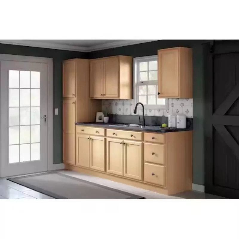 Modern Simple Design Solid Wood RTA Modular Cupboard Set Lacquer Door Panel PVC MDF Stainless Steel Kitchen Cabinets