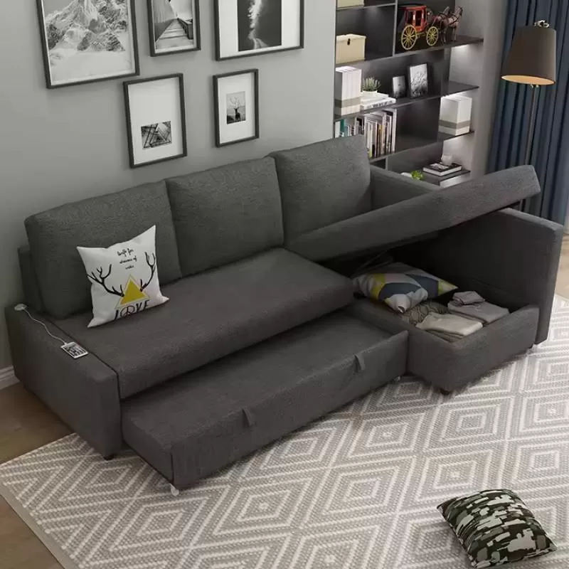 European Furniture Pull Out the Sofa Bed Modern Convertible Sleeper L-shaped Sofa with Storage Recliner Sofa Set Furniture