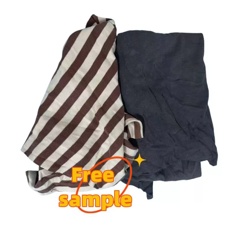 Free Sample 100% Recycled Colored Mixed Rags   Fabric Cut Pieces Dark Color t Shirt Rags Trapos Industriales 