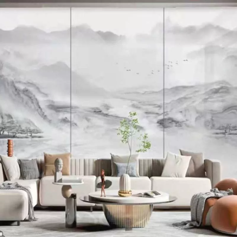 Factory Price Full Glazed Polished 1200x2700 Ink Painting High Quality White Wall Stone Shiny Marble Big Size Sintered Stone 