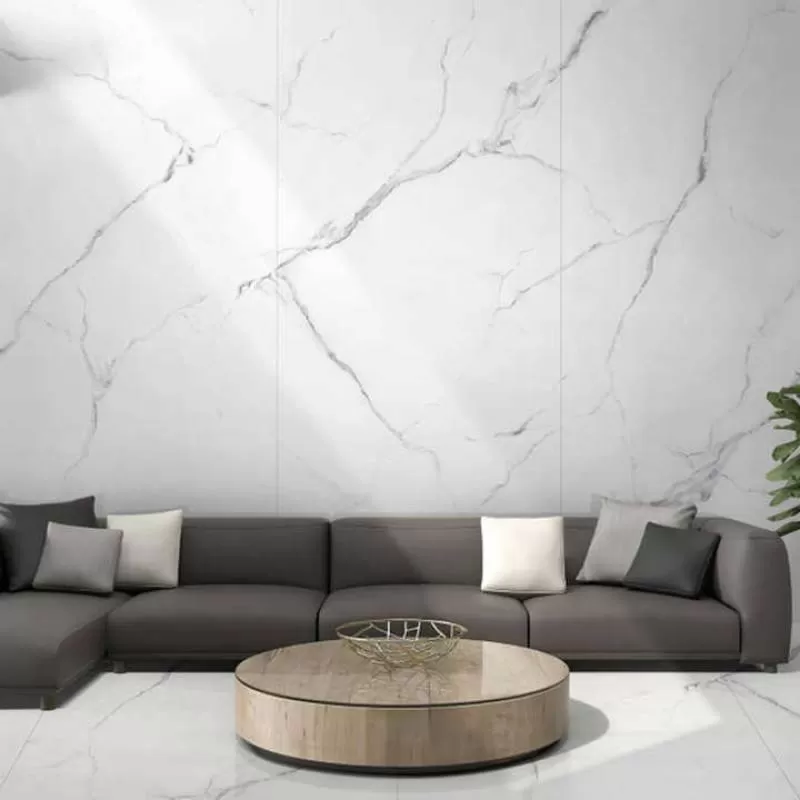 1200x2400 Glazed Polished Porcelain Tile Office Building Worktop White Marble Surface Porcelain Large Plate Sintered Stone Tiles