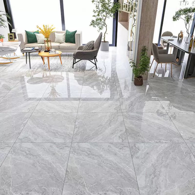 80x80 Glossy Grey Porcelain Glazed Polished Marble Azulejos Wall and Floor Vitrified Granite Design Porcelain Marble Floor Tiles 