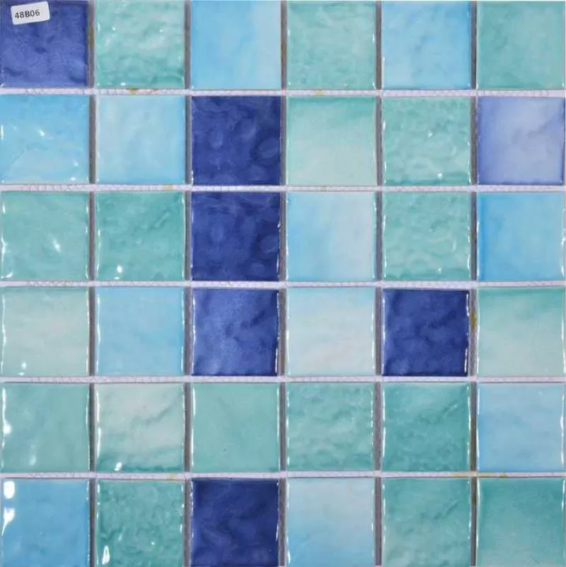 Blue Square Crystal Glass Mirror Swimming Pool Mosaic Ceramic for Pools Swimming Tiles 