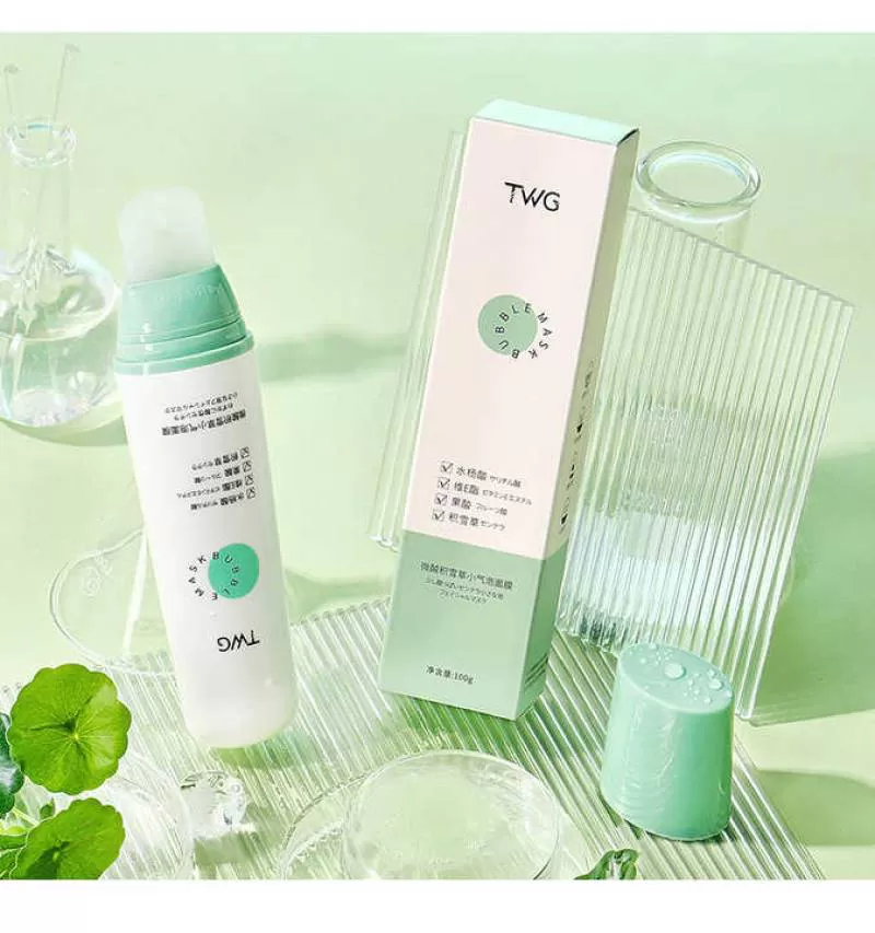 TWG Organic Face Cleansing Oxygenation With Brush Bubble Hydrocotyle Asiatica Facial Mask Face Skin Care Mud Clay Mask