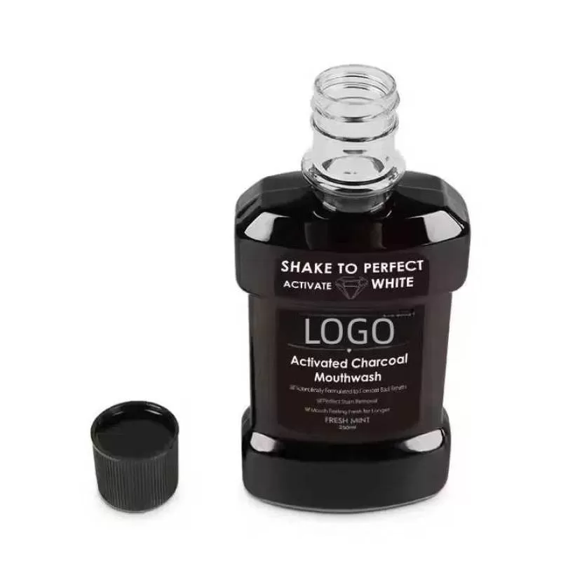 Custom Portable Travel Teeth Whitening Mouthwash Fresh Breath Oral Care with Antibacterial Mint Charcoal Formula