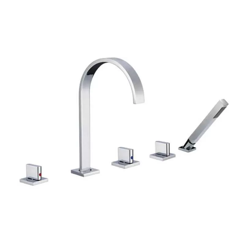 Hotel Bathtub Brass Chrome 5 Hole Hot and Colder Water Mixer Crane CUPC Bath Tub Shower Faucet with Hand Shower