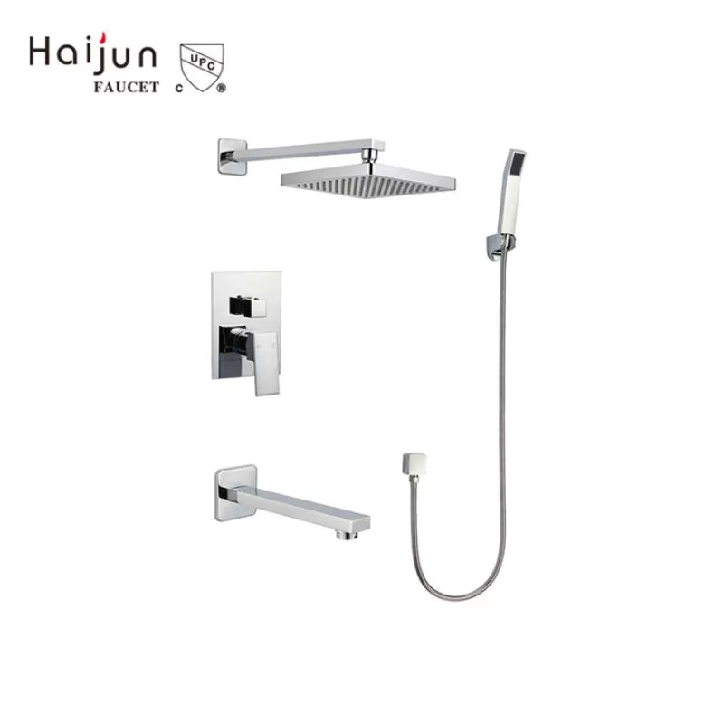 Three Ways Wall Mount Bathroom Shower Valve Faucet Set Brass Chrome Modern Contemporary Ceramic Polished Single Handle CUPC