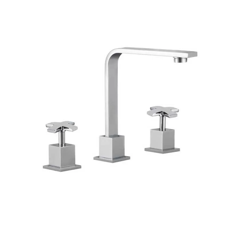 2 Handles Three Holes 8 Inch Widespread Bathroom Sink Faucet Chrome Basin Tap Mixer Faucet
