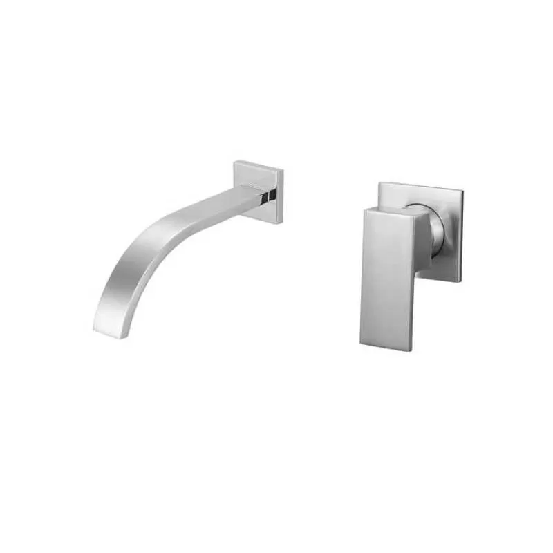 Luxury Brass Wall Mounted Basin Tap Chrome Waterfall Concealed Basin Mixer Faucet
