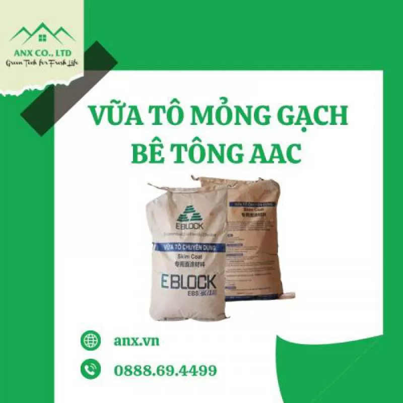 Vữa tô mỏng gạch bê tông AAC Eblock siêu mịn Skimcoat EBS-300