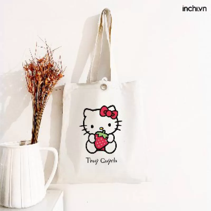 Túi xách nữ in hình mèo Hello Kitty 