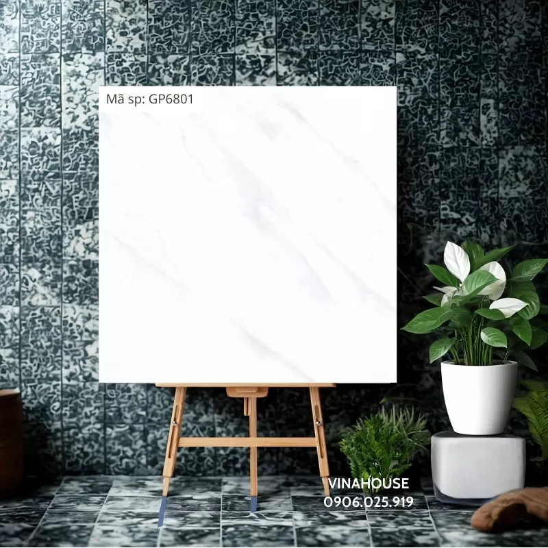 Gạch 60x60 Viglacera trắng vân đá GP6801