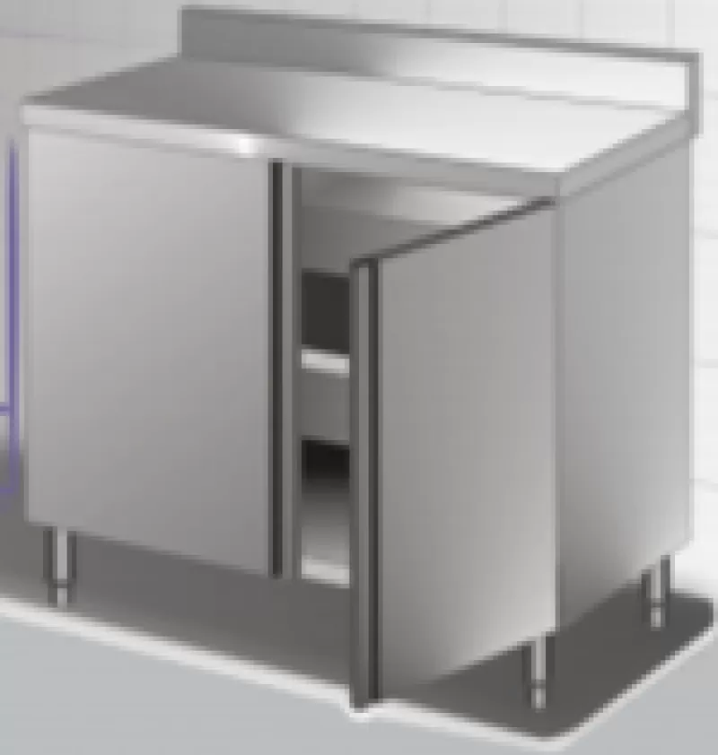 Tủ inox 2 cửa mở 2 giá dưới có thành sau TBV