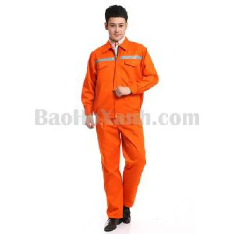 Quần Áo Bảo Hộ Lao Động Mùa Đông Phản Quang Màu Cam Đậm - QAK0006
