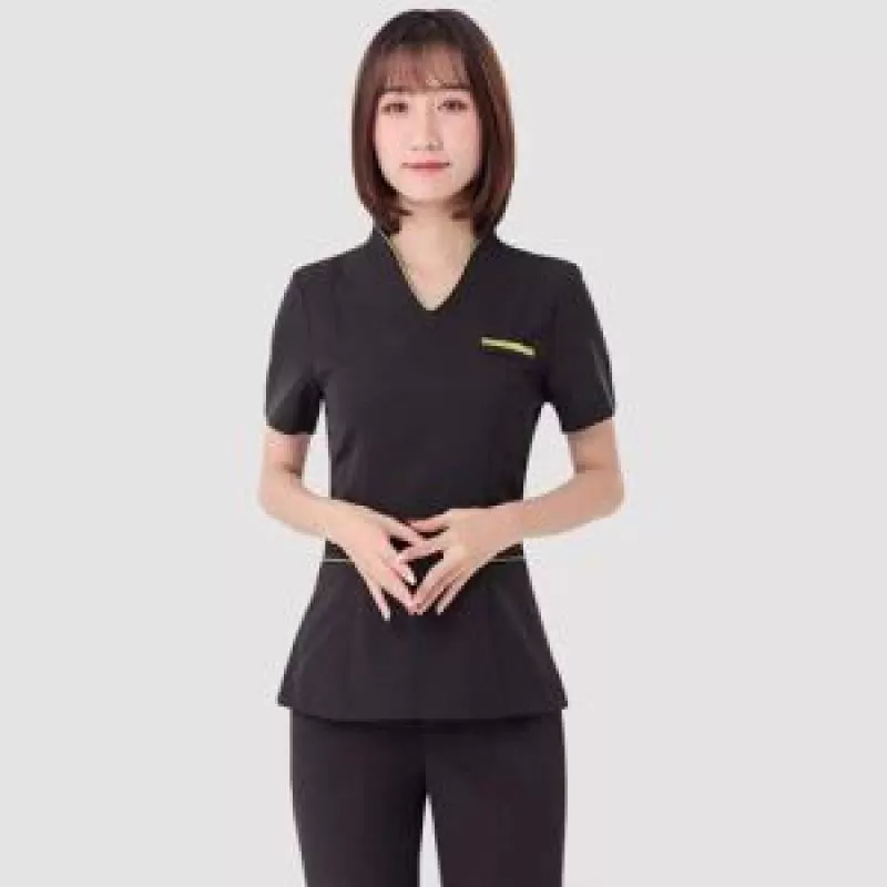 Đồng Phục Spa Thiết Kế Cổ Chữ V Cách Điệu - DSP0004