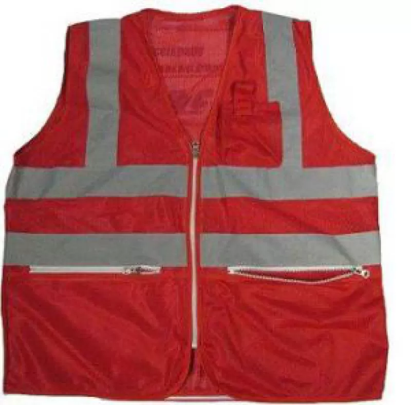 Áo Phản Quang Lưới Có Túi Màu Đỏ - APQ0012