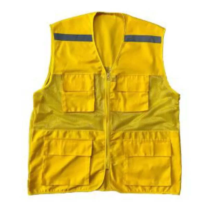 Áo Phản Quang Ghi Lê Màu Vàng Cotton Dày Nhiều Túi – APQ0043