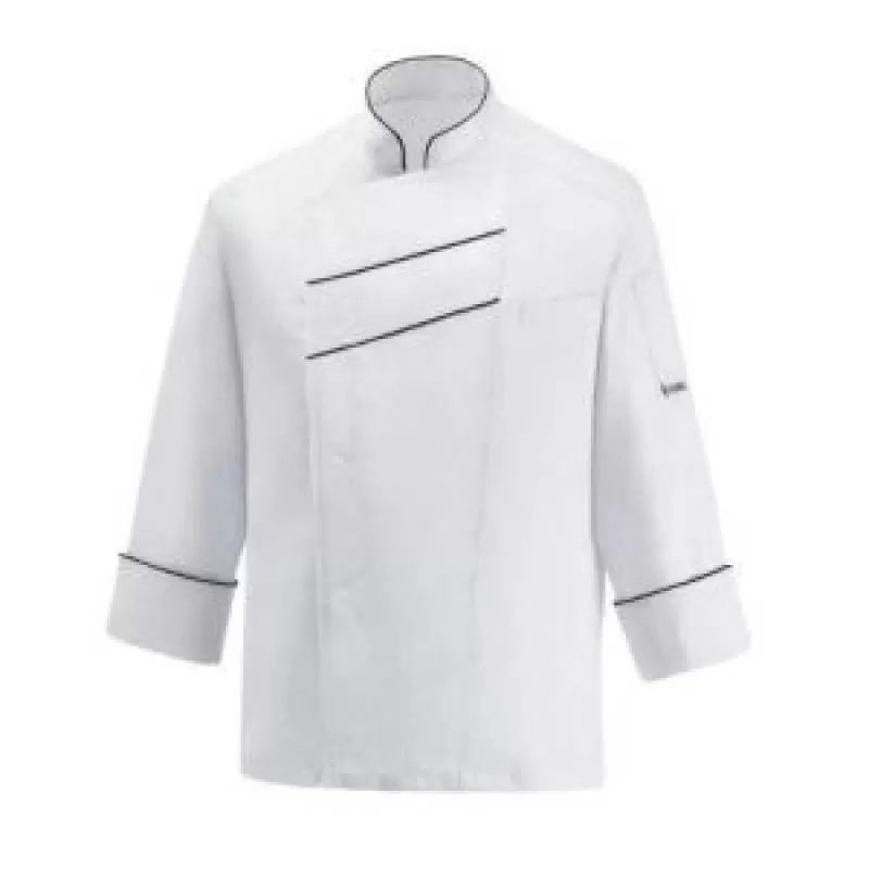 Áo Đầu Bếp Tay Lửng Viền Đen - DDB0020