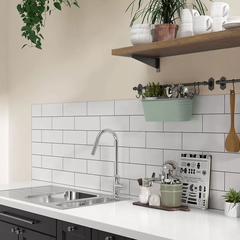 Gạch thẻ trang trí trắng bóng phẳng 100x250mm STA10250