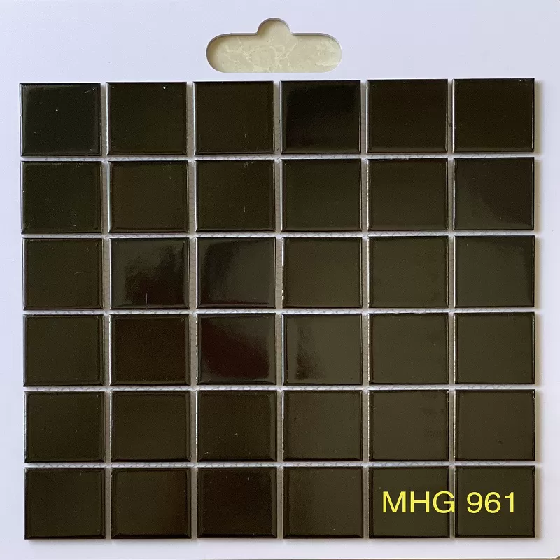 Gạch mosaic gốm men trơn 48x48mm đen bóng MHG 961