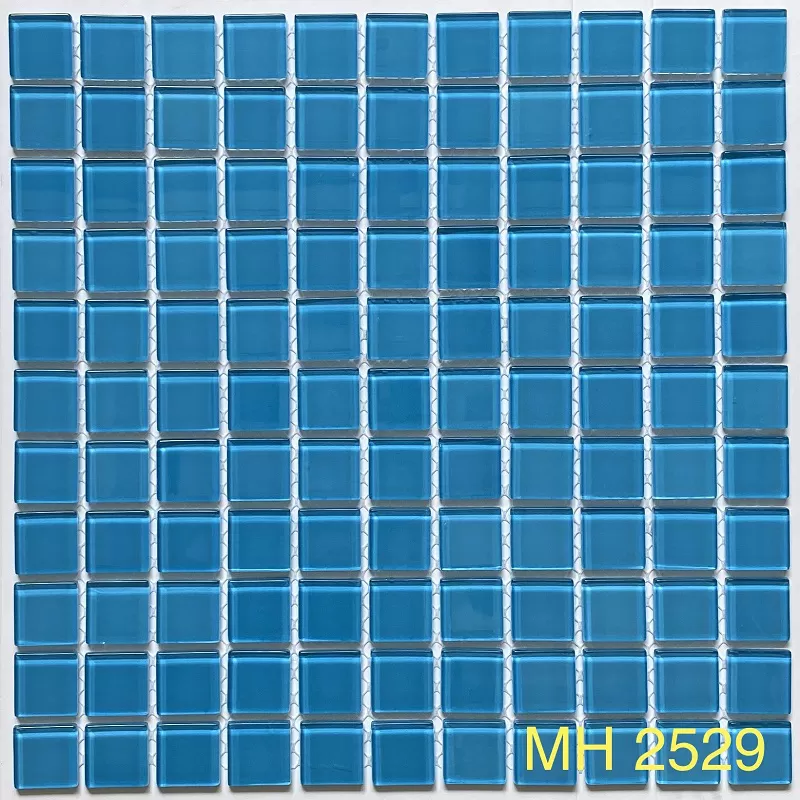Gạch mosaic thủy tinh 25x25mm màu xanh ngọc MH 2529