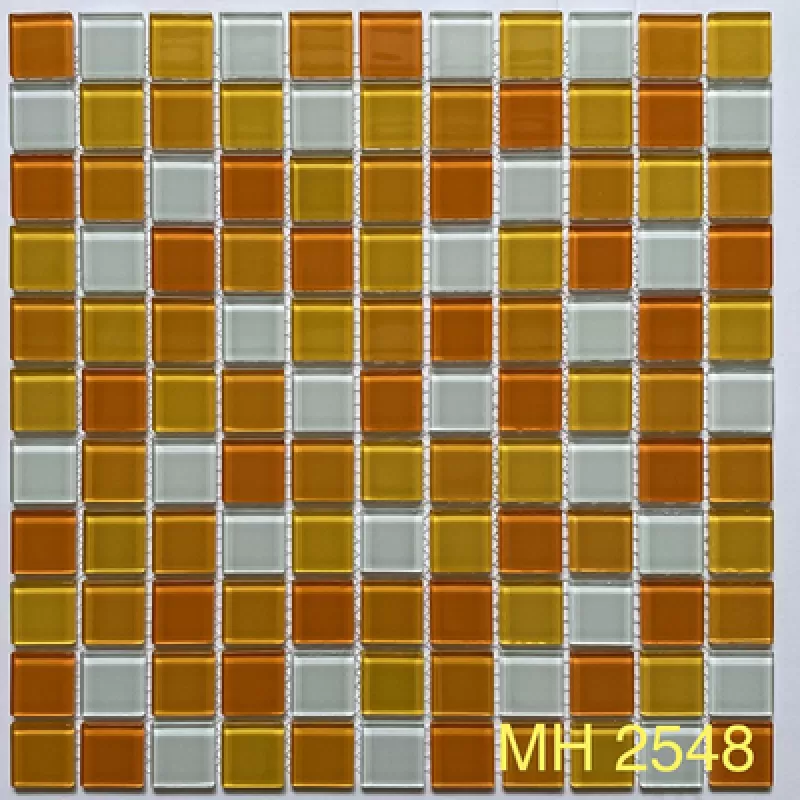 Gạch Mosaic thủy tinh KT 25x25x4mm mã MH 2548